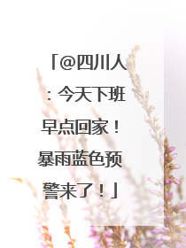 @四川人：今天下班早点回家！暴雨蓝色预警来了！
